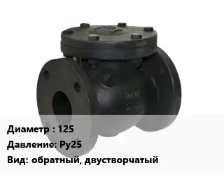 Клапан чугунный 125 Ру25 обратный, двустворчатый